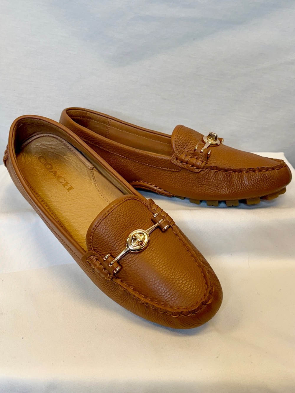 COACH Women’s Arlene Brown Leather Penny Driving Loafers Moccasins Shoes; SZ 7.5